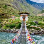 Iron Chain Bridge of Tachog Lhakhang Monastery, Paro River, Bhutan