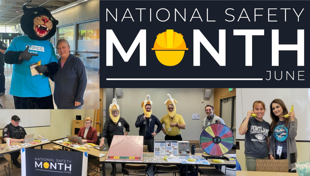 Images from the National Safety Month in-person events showing various PCC employees