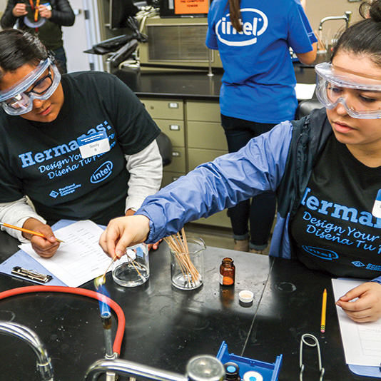 Students working in a science lab