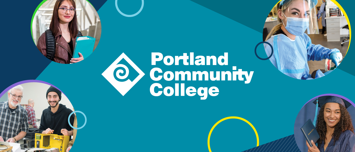 Photos of PCC students and the PCC Logo