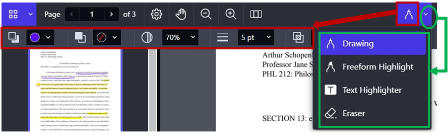 Screenshot of updated D2L Annotation Drawing Tool