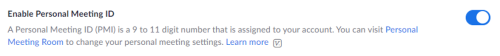Enable personal meeting ID