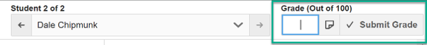 Enter a numeric score in the grade bar and click the Submit Grade button to confirm it