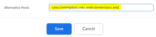 In the Alternative Hosts, add their pcc email address separated by a comma