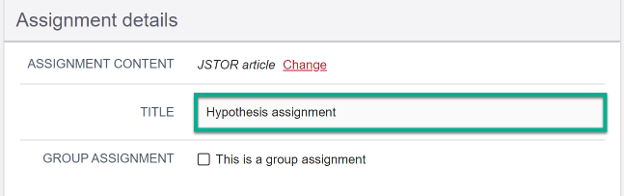 Enter a name for the assignment in the TITLE field.