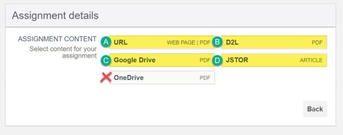 Selecting a Hypothes.is assignment content type to annotate