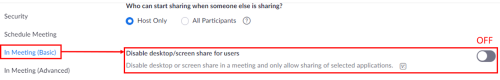 make sure the option for “Disable desktop/screen share for users” is OFF.