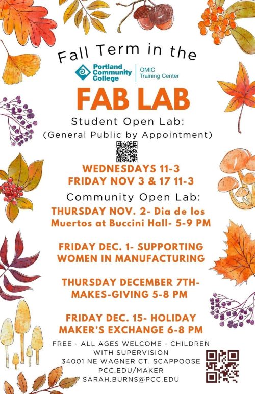 Fall Term in the Fab Lab PCC OMIC Training Center STEAM Centers at PCC