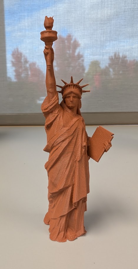 3D printed copper filament Statue of Liberty