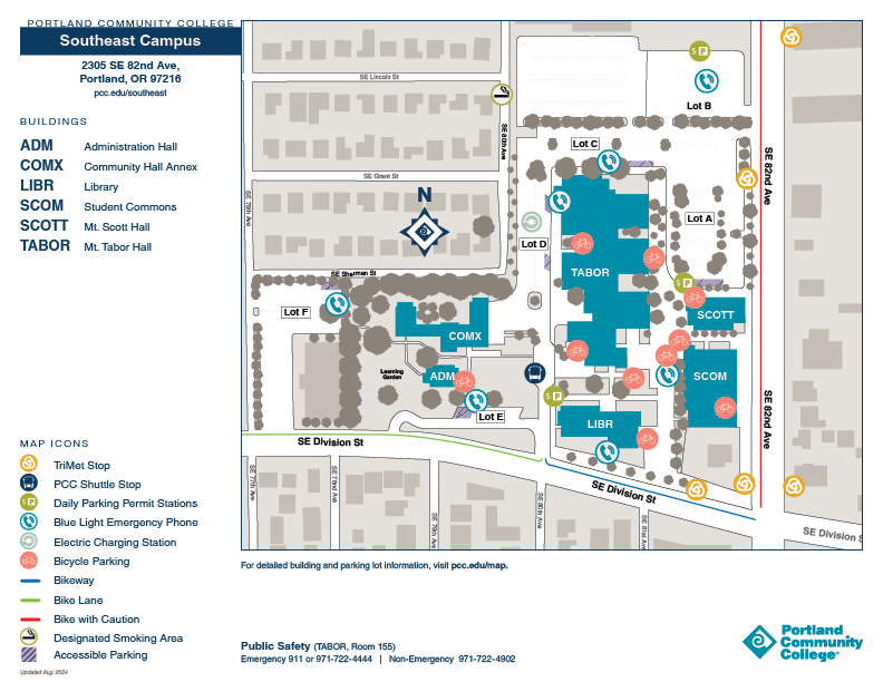 PCC Southeast Campus Map Thumbnail