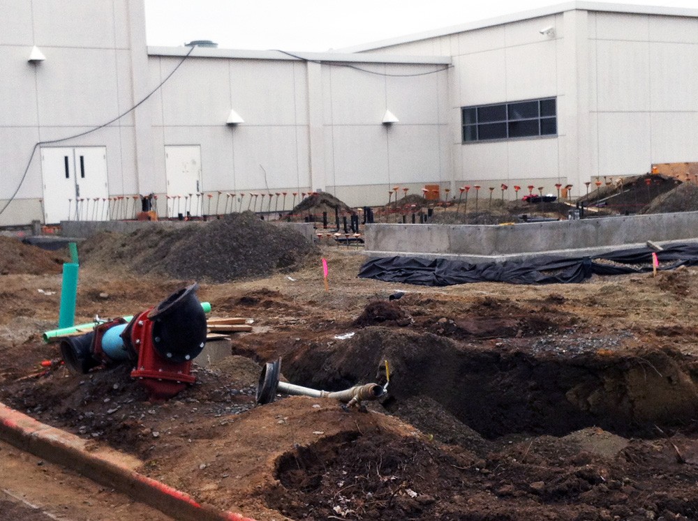 Construction site for the new kitchen addition in Mt. Tabor Hall (April 2013)