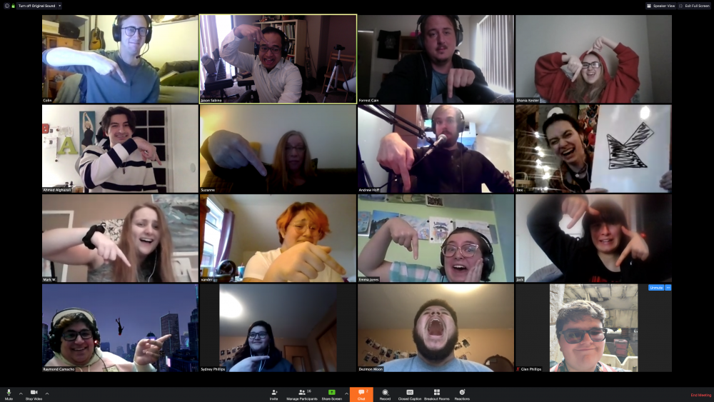 screenshot of a humorous video meeting