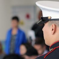 Color Guard member, back of head.