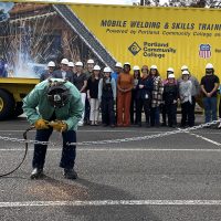 Chain cutting unveiling PCC's new Mobile Welding Training Center.