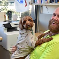 Matt Blankenship with Bob, in his office