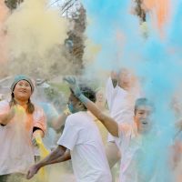 holi fest, colorful powder in air