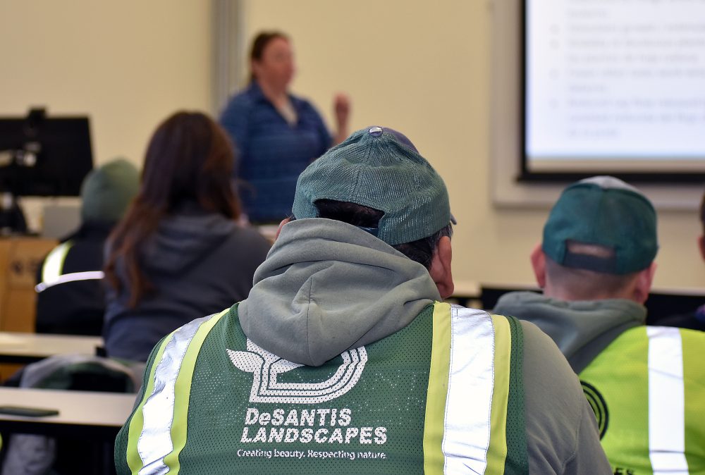 Landscaper in classroom