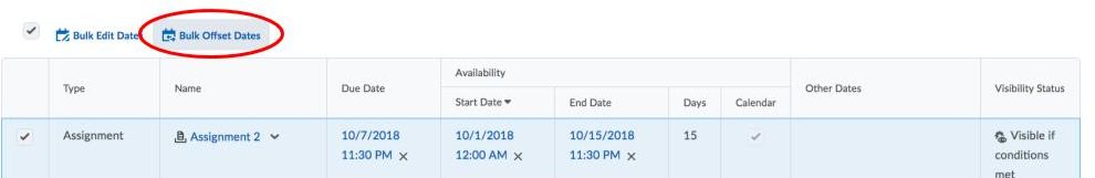 Selecting Bulk Offset Dates