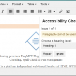 The tinyMCE accessibility checker lets you know when you're improperly using headings