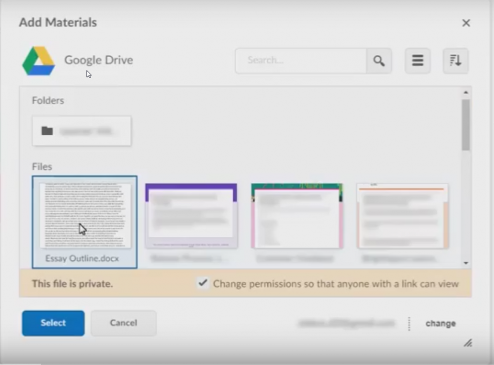 Google will change your sharing settigns when you link to a file from D2L.