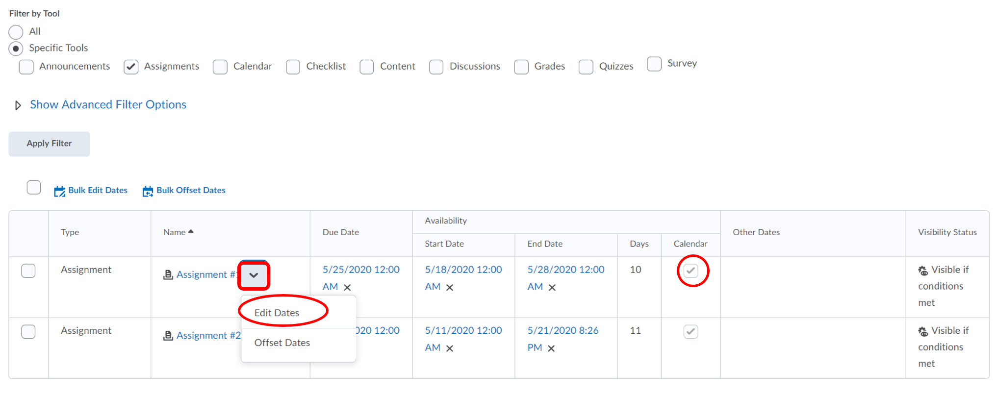 access-editing Start and End Dates for a Single Item