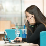 Woman working on her laptop