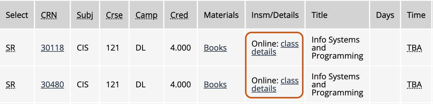 Click class details to learn more about the course