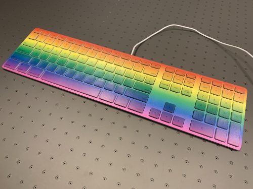 Rainbow gradient printed on low profile keyboard