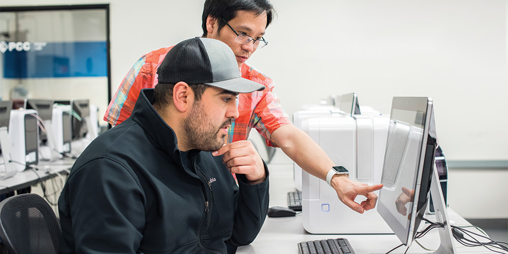 People working together at a computer