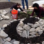 People building garden beds